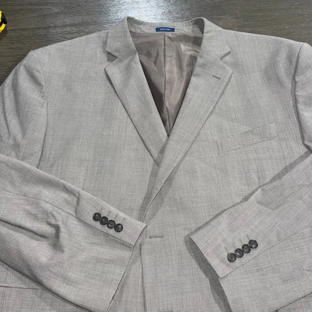 Stafford Mens 54 Big Short Grey Blazer Wool Blend Big & Tall Fit Sport Coat